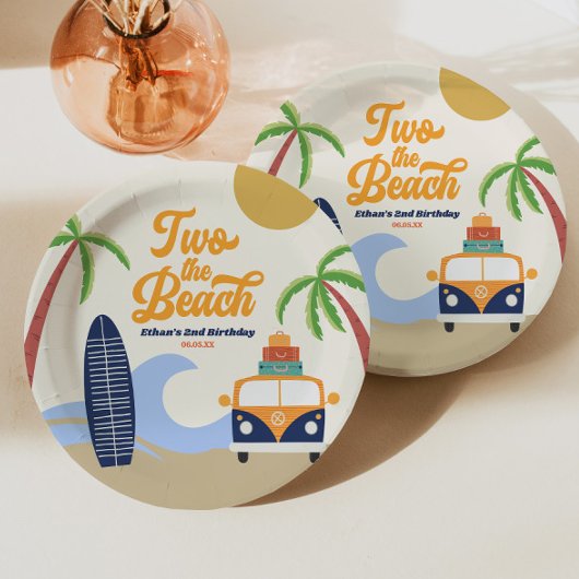 Two The Beach Surven Board Blauw 2e verjaardagsfee Papieren Bordje