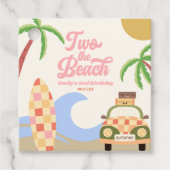 Two The Beach Surven Board Roze 2e verjaardagsfees Bedankjes Labels (Voorkant)