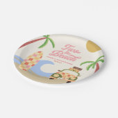 Two The Beach Surven Board Roze 2e verjaardagsfees Papieren Bordje (Gekanteld)