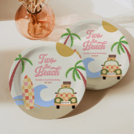 Two The Beach Surven Board Roze 2e verjaardagsfees Papieren Bordje