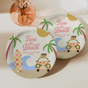 Two The Beach Surven Board Roze 2e verjaardagsfees Papieren Bordje