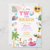 Two the Beach Tropical Summer 2nd Birthday Party Kaart (Voorkant)