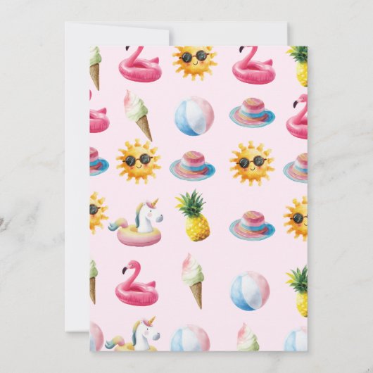 Two the Beach Tropical Summer 2nd Birthday Party  Kaart (Achterkant)