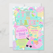 Two The Lake Preppy Girly 2nd Birthday Pool Party Kaart (Voorkant)