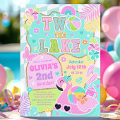 Two The Lake Preppy Girly 2nd Birthday Pool Party Kaart