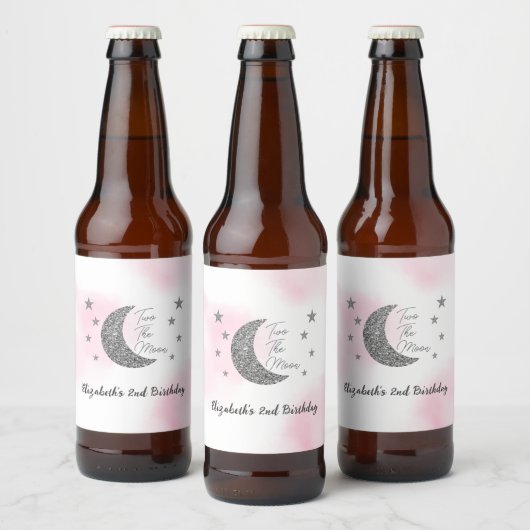 Two The Moon 2e verjaardag bierfleslabel Bier Etiket (Flessen)