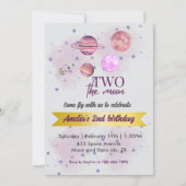 Two The Moon 2nd Birthday Girl Moon Stars Rocket  Kaart (Voorkant)