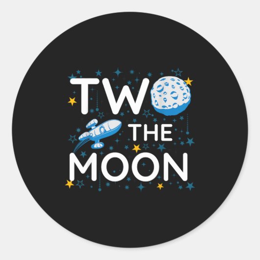 Two The Moon 2nd Planets Lover Birthday Space Rock Ronde Sticker (Voorkant)