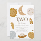 Two the Moon Boho Space 2e verjaardag Kaart (Voorkant)
