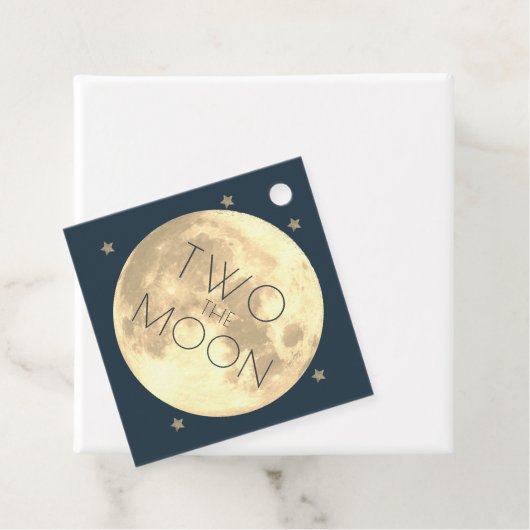 Two the Moon Boy 2nd Birthday Blue Bedankt Bedankjes Labels (In situ)
