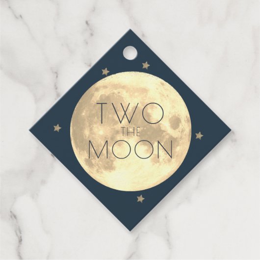 Two the Moon Boy 2nd Birthday Blue Bedankt Bedankjes Labels (Voorkant)