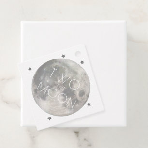 Two the Moon Boy 2nd Birthday Silver Dank je Bedankjes Labels