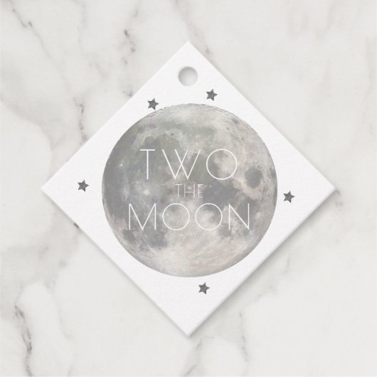 Two the Moon Boy 2nd Birthday Silver Dank je Bedankjes Labels (Voorkant)
