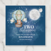 Two The Moon Boy Bear Balloon 2nd Birthday  Bedankjes Labels (Achterkant)