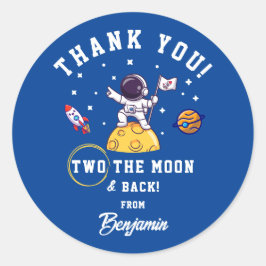 Two The Moon Boy Birthday Thank You Ronde Sticker