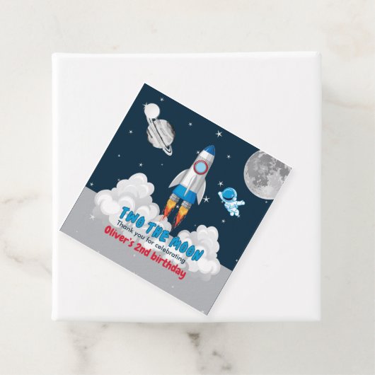 Two The Moon Boy Space Rocket 2nd Birthday  Bedankjes Labels (In situ)