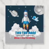 Two The Moon Boy Space Rocket 2nd Birthday  Bedankjes Labels (Achterkant)