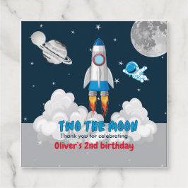 Two The Moon Boy Space Rocket 2nd Birthday  Bedankjes Labels