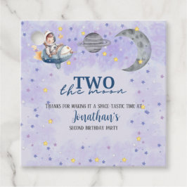 Two The Moon Boy Space Rocket 2nd Birthday  Bedankjes Labels