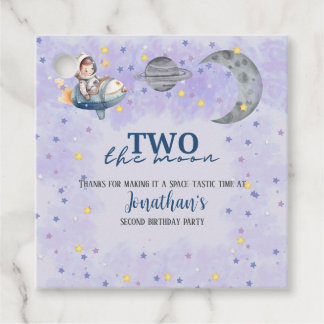 Two The Moon Boy Space Rocket 2nd Birthday  Bedankjes Labels