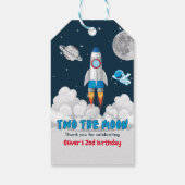 Two The Moon Boy Space Rocket 2nd Birthday Cadeaulabel (Achterkant)