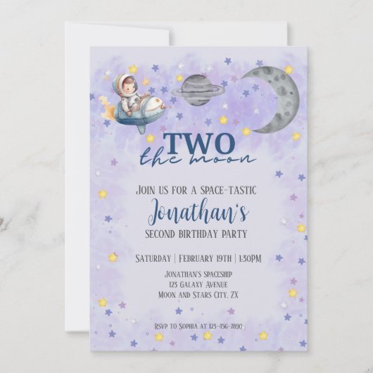 Two The Moon Boy Space Rocket 2nd Birthday  Kaart (Voorkant)