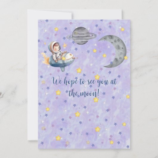 Two The Moon Boy Space Rocket 2nd Birthday  Kaart (Achterkant)