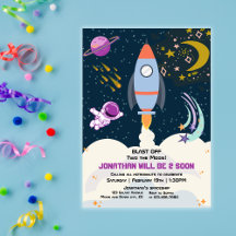 Two The Moon Boy Space Rocket 2nd Birthday 