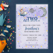 Two The Moon Boy Space Rocket 2nd Birthday  Kaart