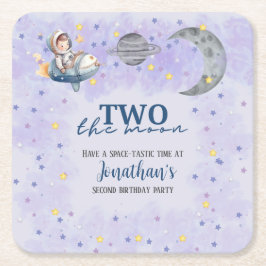 Two The Moon Boy Space Rocket 2nd Birthday  Kartonnen Onderzetters