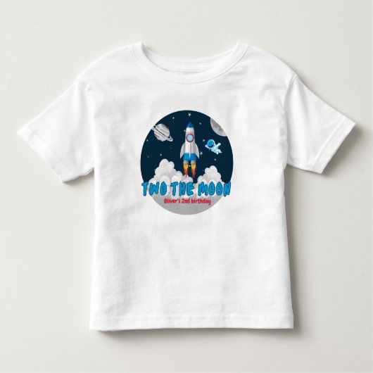 Two The Moon Boy Space Rocket 2nd Birthday Kinder Shirts (Voorkant)