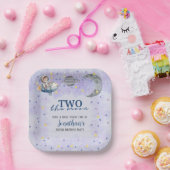 Two The Moon Boy Space Rocket 2nd Birthday  Papieren Bordje (Feest)