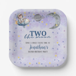 Two The Moon Boy Space Rocket 2nd Birthday  Papieren Bordje