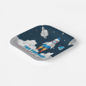 Two The Moon Boy Space Rocket 2nd Birthday Papieren Bordje (Gebogen)
