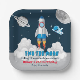 Two The Moon Boy Space Rocket 2nd Birthday  Papieren Bordje
