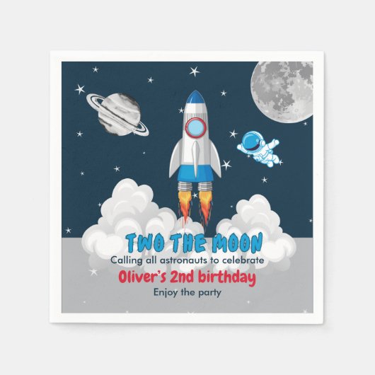 Two The Moon Boy Space Rocket 2nd Birthday  Servet (Voorkant)
