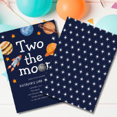 Two the Moon Boy's Blue Tweede verjaardagsfeestje Kaart