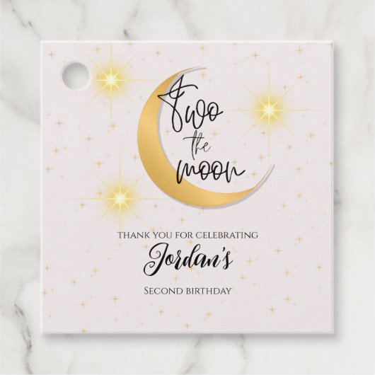 Two The Moon Elegant Gender Neutral 2nd Birthday  Bedankjes Labels (Voorkant)