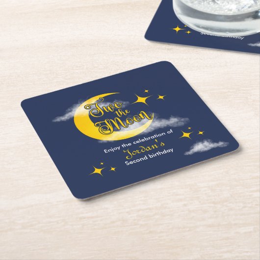 Two The Moon Elegant Gender Neutral 2nd Birthday  Kartonnen Onderzetters (Schuin)