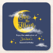 Two The Moon Elegant Gender Neutral 2nd Birthday  Kartonnen Onderzetters (Voorkant)