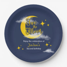Two The Moon Elegant Gender Neutral 2nd Birthday  Papieren Bordje