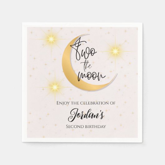 Two The Moon Elegant Gender Neutral 2nd Birthday Servet (Voorkant)