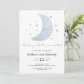Two The Moon Gender Neutraal 2e verjaardagsfeestje Kaart (Staand voorkant)