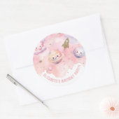 Two the Moon Girl roze Verjaardag in de ruimte Ronde Sticker (Envelop)