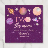 Two The Moon Girl Space Pink Planets 2nd Bday Bedankjes Labels (Achterkant)