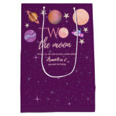 Two The Moon Girl Space Pink Planets 2nd Bday Medium Cadeauzakje (Achterkant)