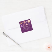 Two The Moon Girl Space Pink Planets 2nd Bday Vierkante Sticker (Envelop)