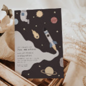 Two the Moon Kinder Outer Space Verjaardag Kaart