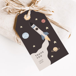 Two the Moon Kinder Outer Space Verjaardagsgunst Cadeaulabel