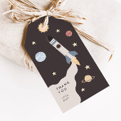 Two the Moon Kinder Outer Space Verjaardagsgunst Cadeaulabel